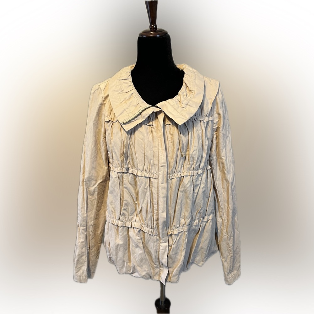 New Directions Khaki Ruched Weekend Jacket size L